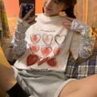 Short-sleeve Round Neck Printed T-shirt White - One Size