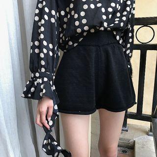 High-waist Plain Knitted Shorts