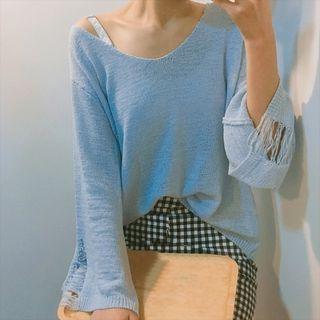 Ripped Knit Pullover
