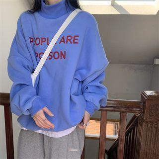 Turtleneck Long-sleeve Printed Sweatshirt
