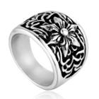 Stainless Steel Embossed Flower Ring