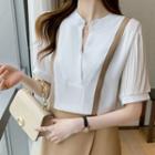 Short-sleeve Notch-neck Blouse
