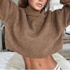 Faux Shearling Cropped Pullover