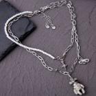Cartoon Dog Multi-layered Necklace Silver - One Size