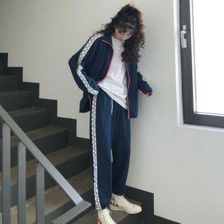 Patterned Zipped Jacket / Jogger Pants