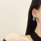 Gingham Bow Stud Earring E4490 - 1 Pair - Black - One Size