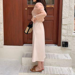 A-line Long Satin Skirt