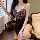 Floral Camisole Top / Button-up Hot Pants