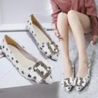 Rhinestone Buckled Dotted Pointed Flats