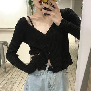 V-neck Rib Knit Cardigan