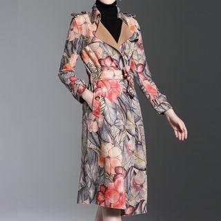 Floral Print Lapel Coat