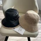 Faux Leather Fleece-lined Bucket Hat