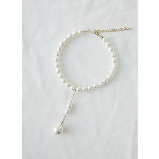 Bold Faux-pearl Choker Ivory - One Size