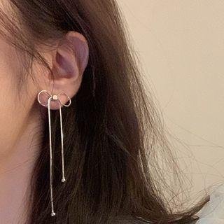 Bow Alloy Fringed Earring 1 Pair - 925 Silver Needle - Silver - One Size