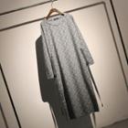 Long-sleeve Midi A-line Dress Gray - One Size