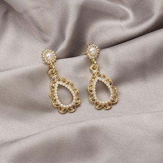 Faux Pearl Alloy Drop Earring E2462 - 1 Pair - Gold - One Size