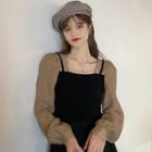 Mock Two-piece Long-sleeve Square Neck Top