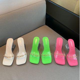 Block Heel Chain Pvc Sandals