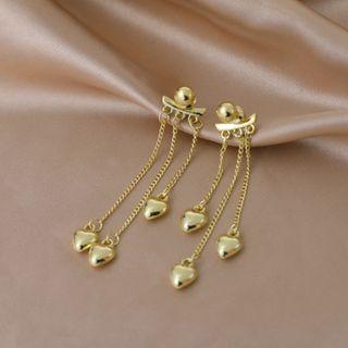 Little Peach Heart Fringe Stud Earring Gold - One Size
