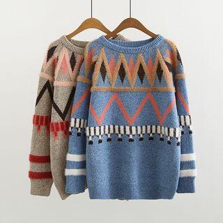 Geometric Pattern Knit Sweater