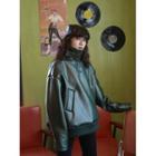 Faux Leather Pullover Dark Green - One Size