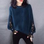 Floral Lace Panel Sweater