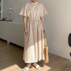 Short-sleeve Midi A-line Dress Light Almond - One Size