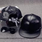 Bow-accent Faux-leather Cap