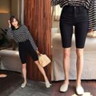 High-waist Knee-length Skinny Shorts
