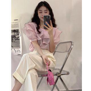 Short-sleeve Chiffon Blouse / Dress Pants