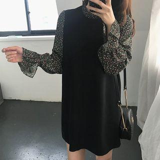 Inset Floral Top Mini Shift Dress