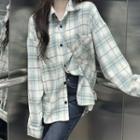 Long-sleeve Plaid Pocket-detail Shirt
