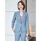 Single-button Blazer / Straight Leg Dress Pants / Set
