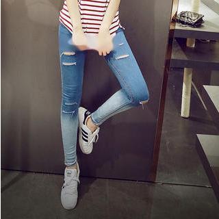 Gradient Distressed Skinny Jeans