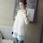 Lace Panel Long Pullover