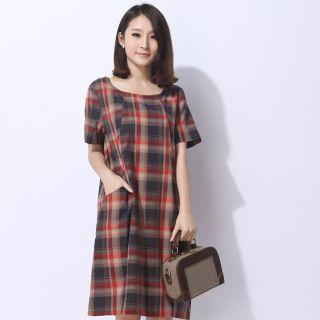 Short-sleeve Plaid Dress
