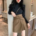 Twisted High-waist Mini Skirt