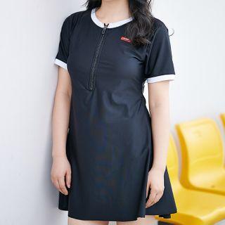 Half Zip Short-sleeve Swimdress