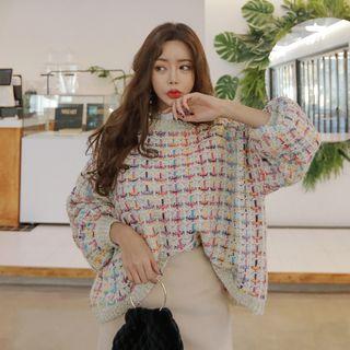 Round-neck Tweed Knit Top