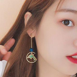 Non-matching Rhinestone Dolphin Dangle Earring