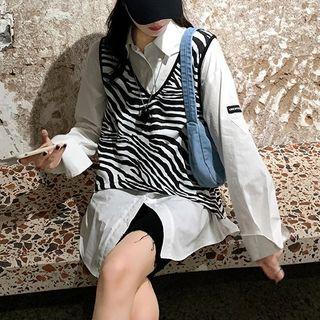 Long Sleeve Shirt / Zebra Print Vest