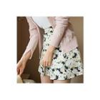 Slit Floral A-line Mini Skirt