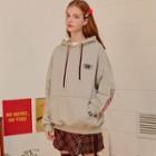 Hooded Letter Patch Sweatshirt Gray - One Size