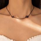 Flower Chain Necklace 22067 - Black - One Size