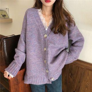 Lace Long-sleeve Top / V-neck Cardigan