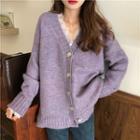 Lace Long-sleeve Top / V-neck Cardigan