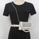 Faux Pearl Alloy Rhinestone Belt Bag