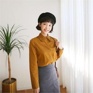 Frill-collar Long-sleeve Blouse