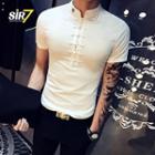Short-sleeve Mandarin Collar T-shirt