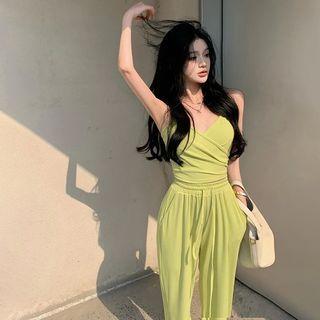 Shirred Camisole Top / Wide Leg Pants / Set